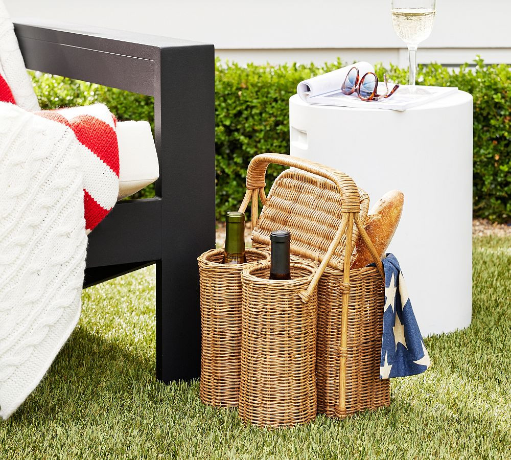 Handwoven Wicker Picnic Basket & Wine Caddy | Pottery Barn (US)
