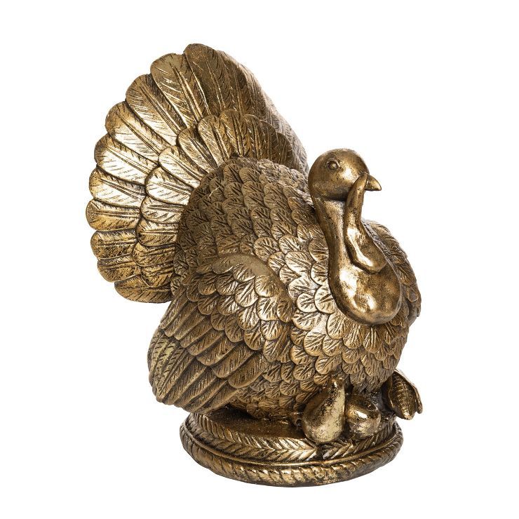 Transpac Resin 8 in. Gold Harvest Turkey Decor | Target