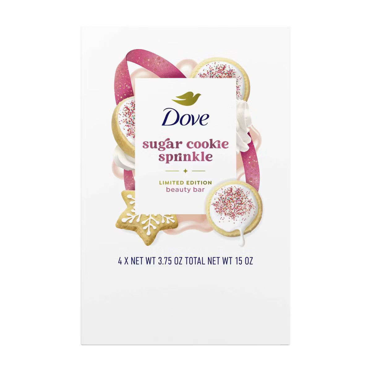 Dove Beauty Limited Edition Holiday Treat Bar Soaps - Sugar Cookie Sprinkle - 15oz/4pk | Target