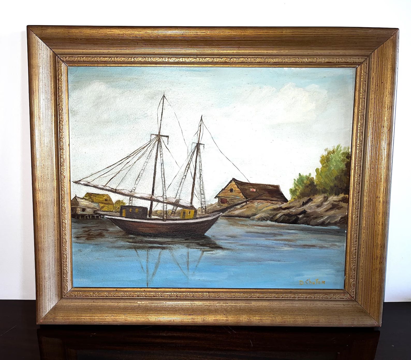 Vintage Framed Maine Fishing Scene Painting | Etsy (US)