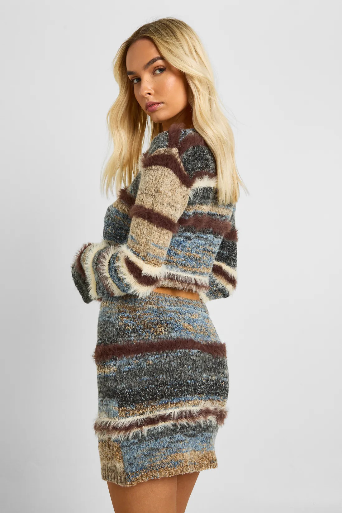 Fluffy Knit Textured Mini Skirt | Boohoo.com (UK & IE)