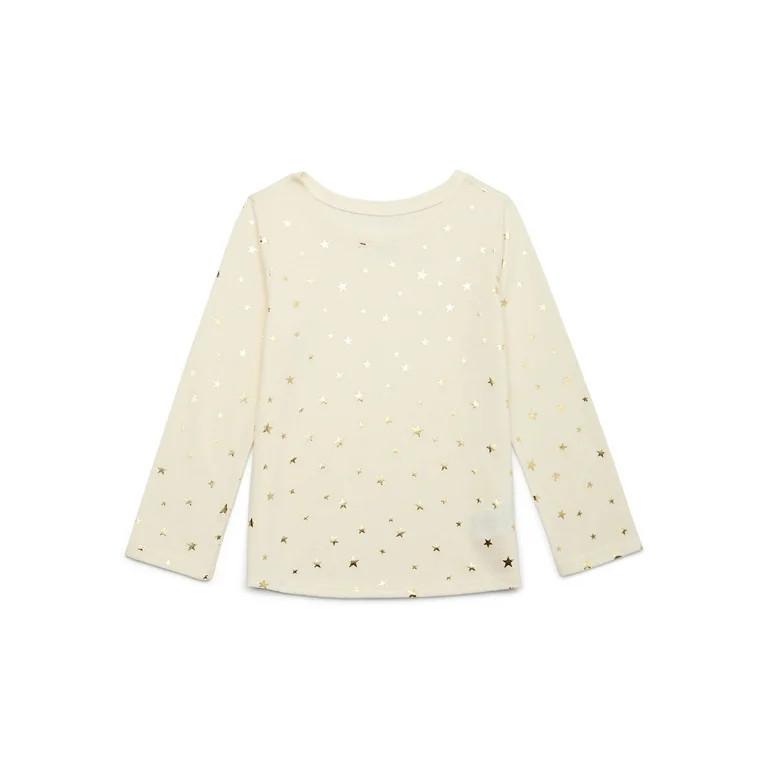 Garanimals Toddler Girl Metallic Foil Print Tee with Long Sleeves, Sizes 18M-5T | Walmart (US)