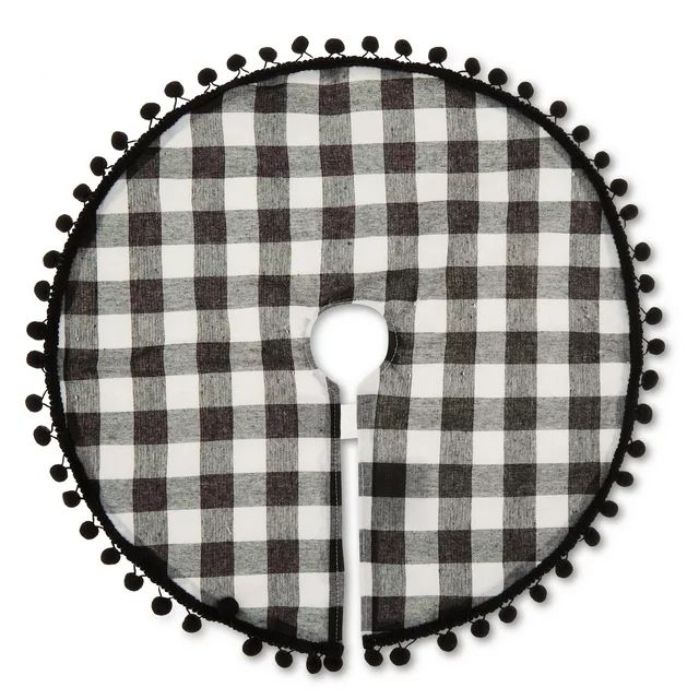 Black and White Mini Tree Skirt, Buffalo Plaid, 18" Diameter, by Holiday Time | Walmart (US)