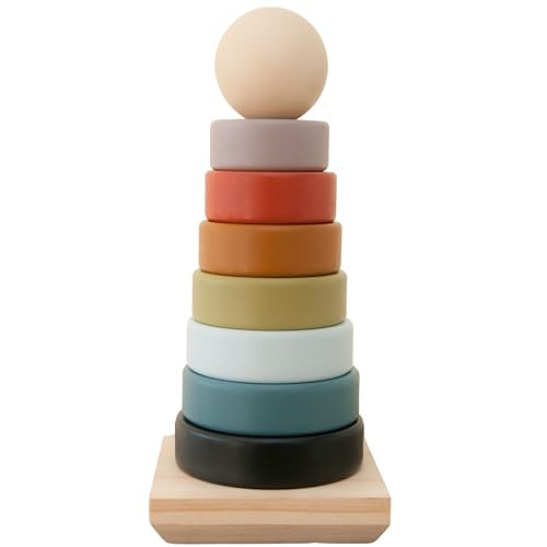 Our Littles Co Neutral Rainbow Wooden Ring Stacker Toy | Montessori Stacking Rings for Toddlers | Educational & Developmental Sensory Toys Non-Toxic, Safe & | Designed in The USA | Amazon (US)