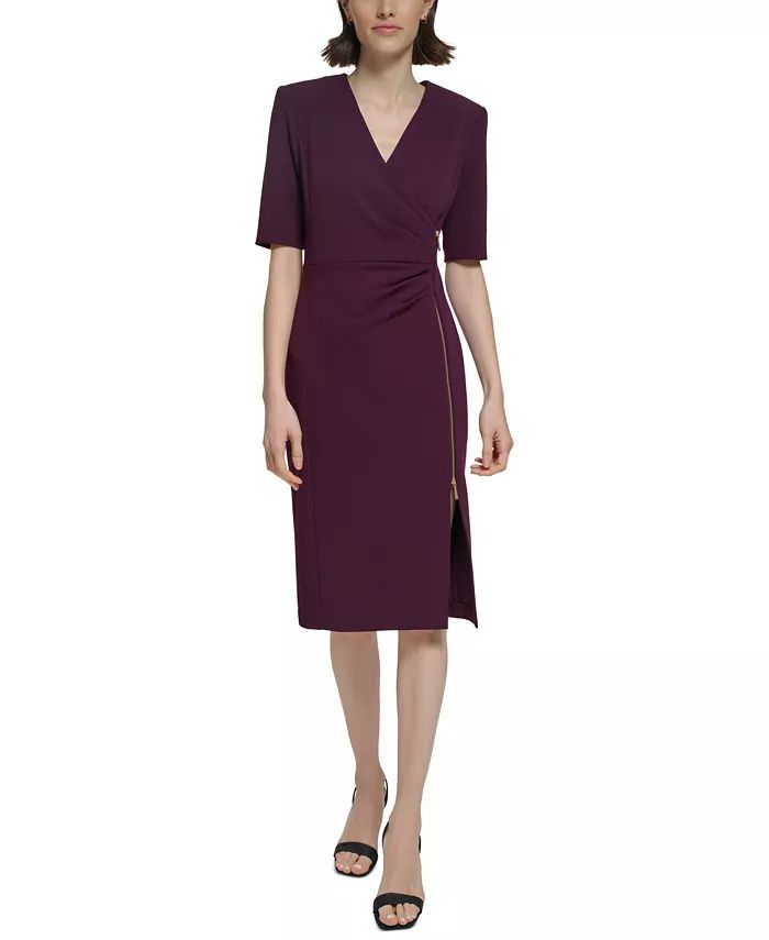 Calvin Klein Women's Surplice Side-Zip Sheath Dress - Macy's | Macys (US)