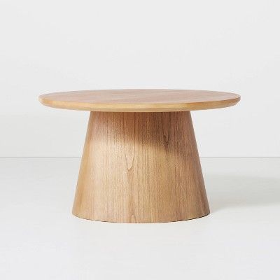 Round Wood Pedestal Coffee Table Natural - Hearth & Hand™ with Magnolia | Target