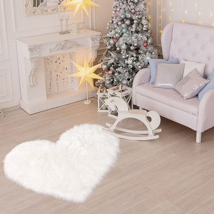 1 Pc Heart Shaped Soft Faux Sheepskin Plush Area for Living Room Sofa Floor Mats - PiccoCasa | Target