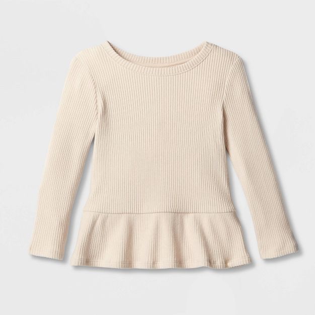 Toddler Girls' Solid Cozy Ribbed Long Sleeve Top - Cat & Jack™ | Target