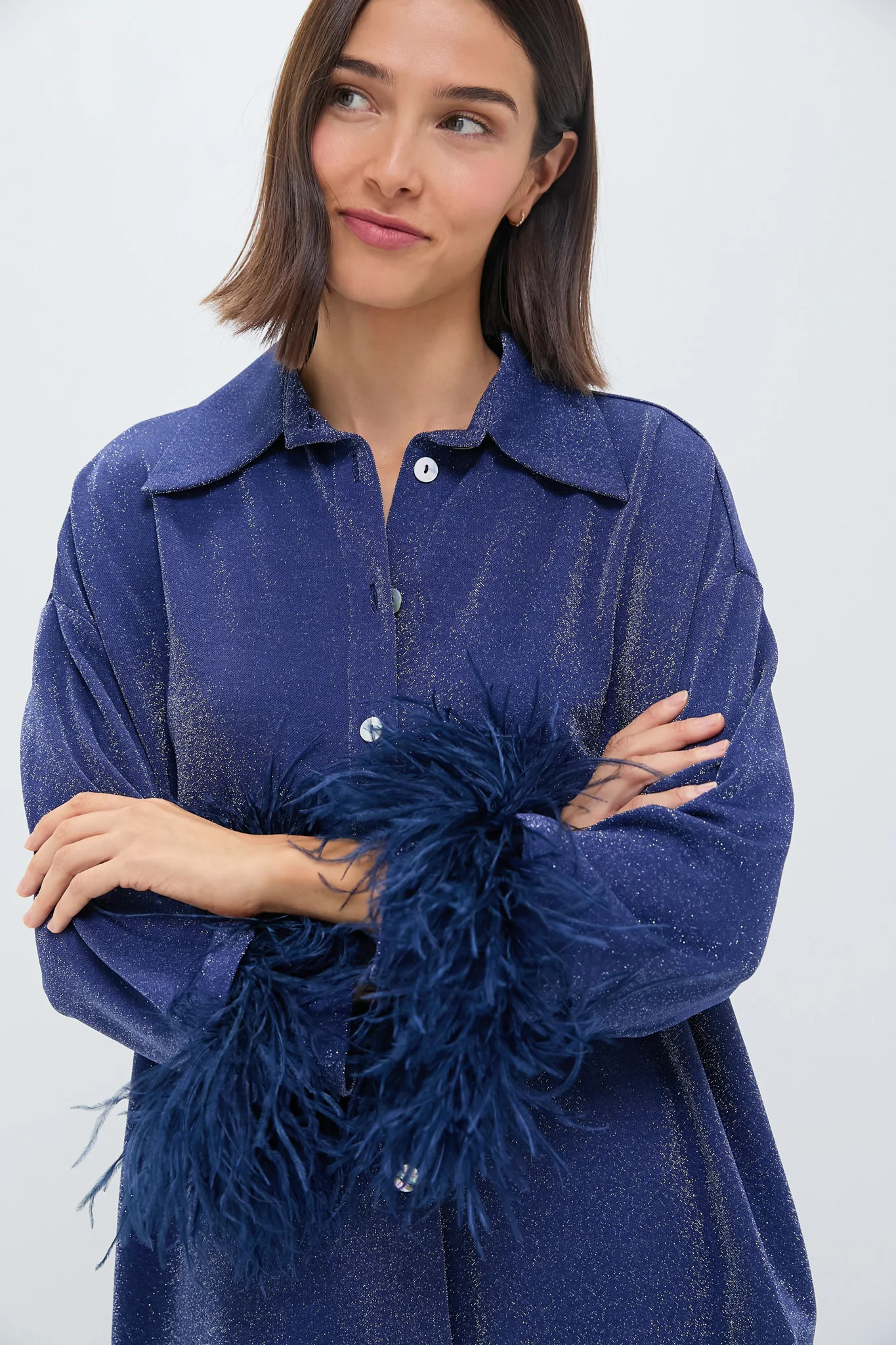 Navy Cosmos Oversized Metallic Jersey Pajama Set | Tuckernuck (US)