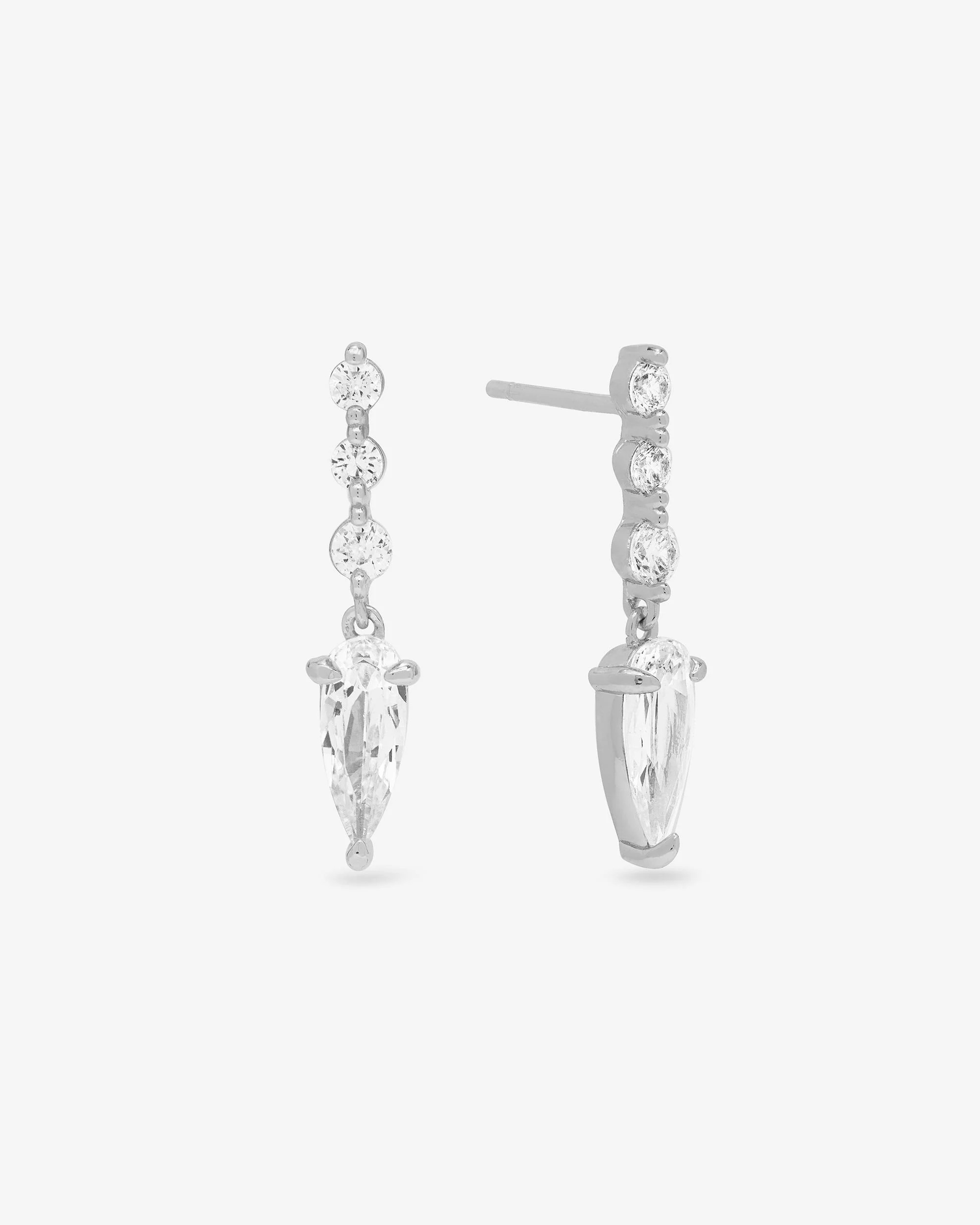 She's Arrived Drop Earrings - Silver|White Diamondettes | Melinda Maria Jewelry