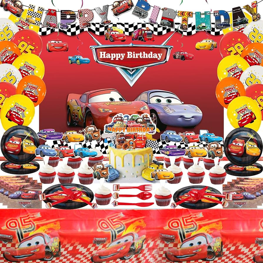 Car Birthday Party Supplies, Racing Birthday Party Decorations, Include Happy Birthday Banner, Ba... | Amazon (US)