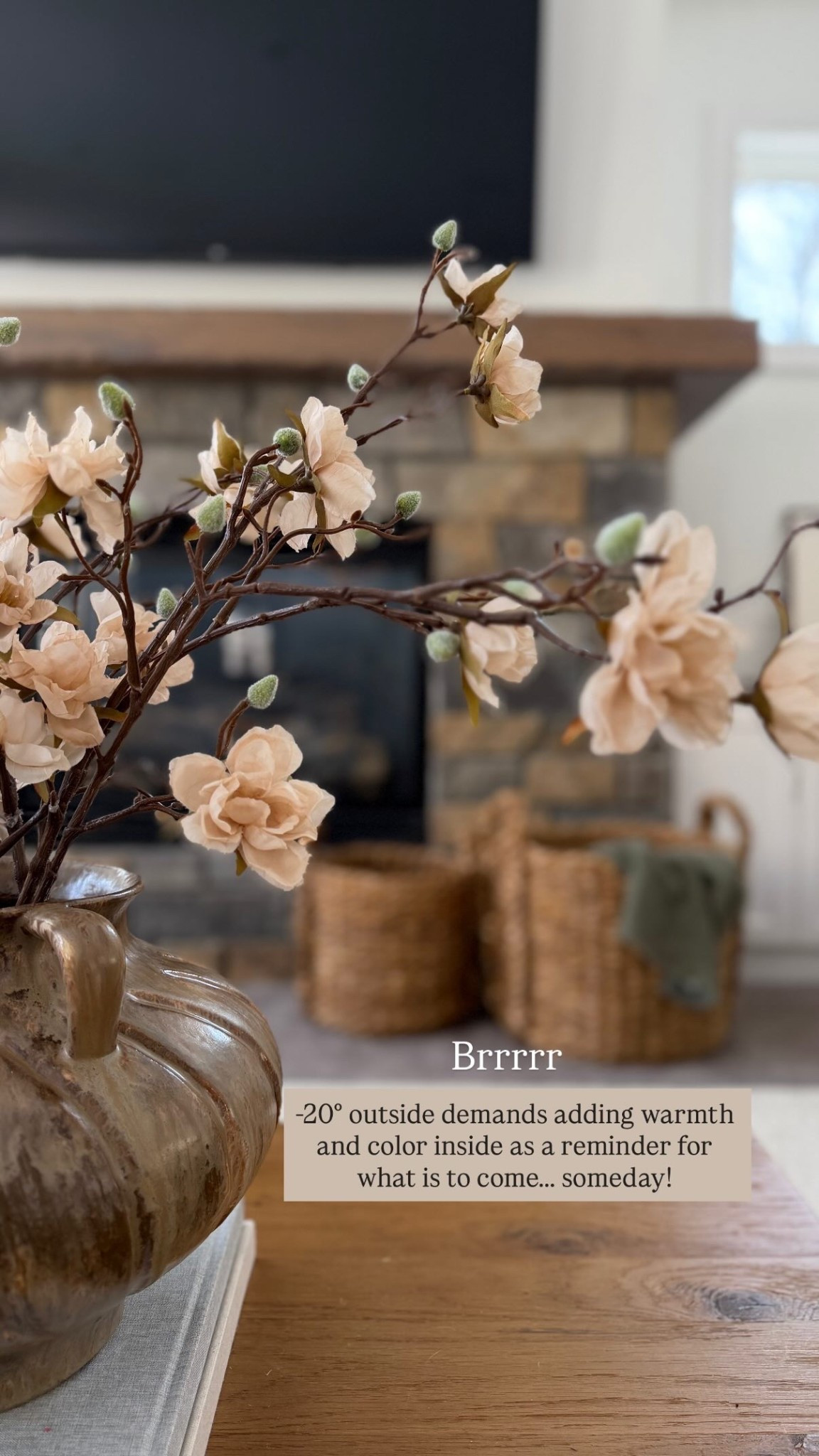 -20° outside demands adding warmth and color inside as a reminder for what is to come….. someday! Brrrrr