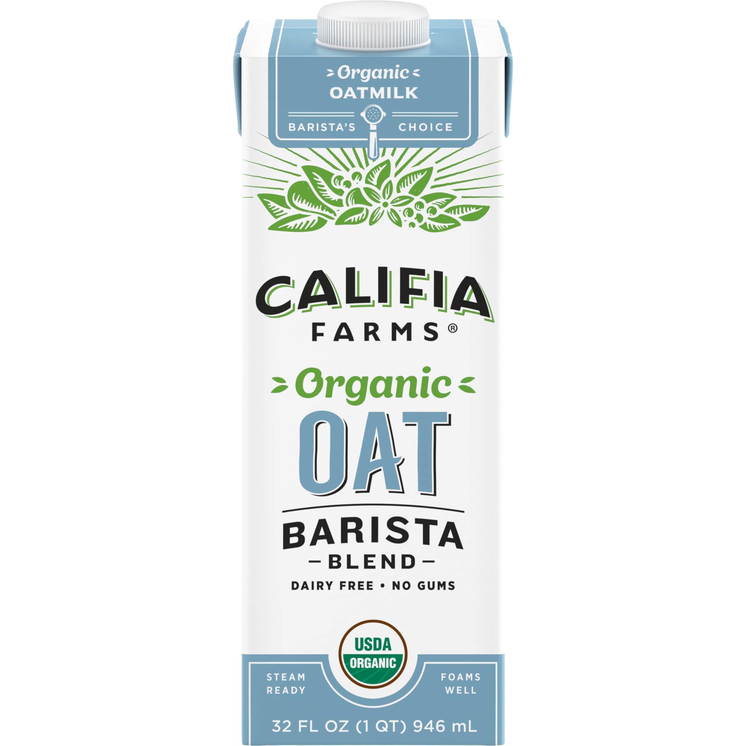 Califia Farms - Organic Oat Barista Blend Oat Milk, 32 oz, Shelf Stable, Dairy Free, Plant Based,... | Amazon (US)