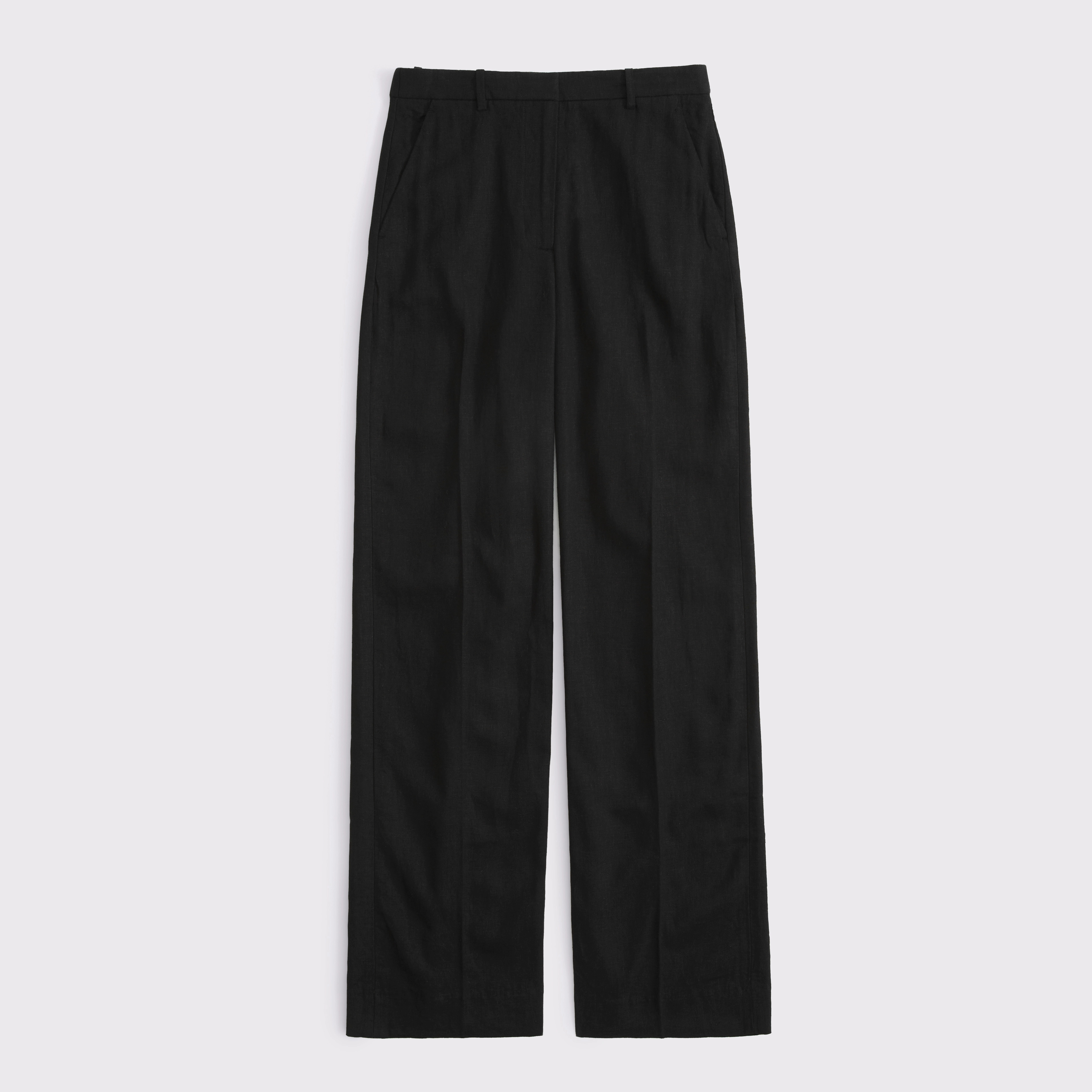 Tailored Linen-Blend Wide Leg Pant | Abercrombie & Fitch (US)