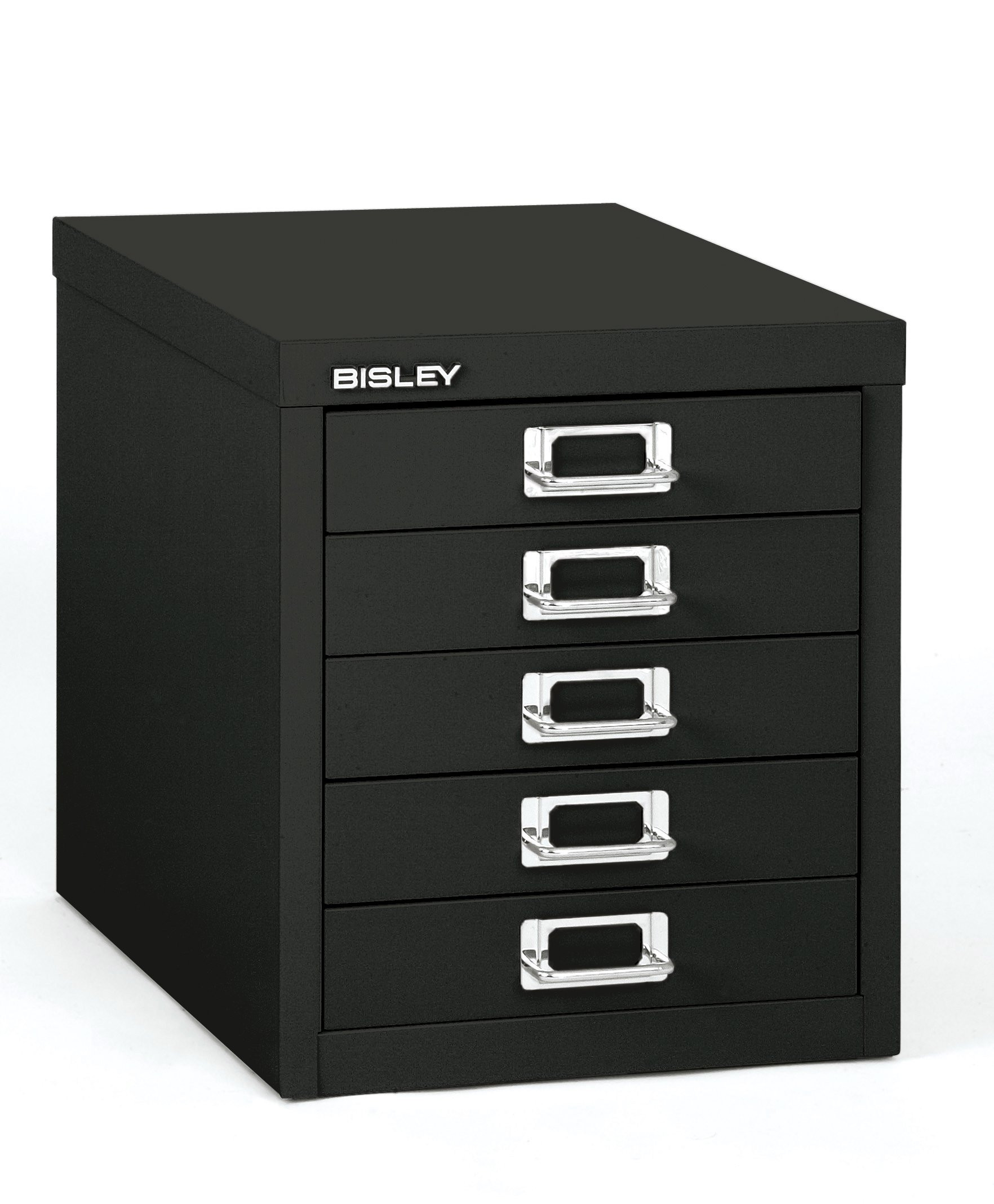 Bisley 5-Drawer Steel MultiDrawer Cabinet - Black, Chrome Pull Handles with Label Holders, Powder... | Amazon (US)