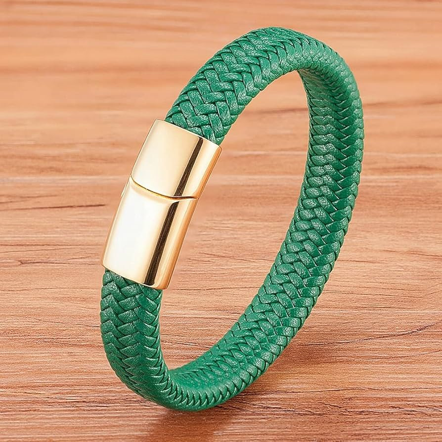 YUANBOO 6 Colors Choose Woven Leather Bangles Rope Wrapping Simple Style Classic Stainless Steel ... | Amazon (US)