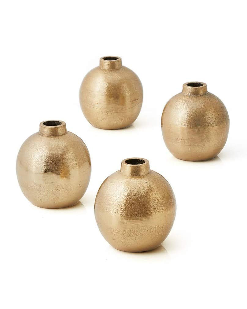 Serene Spaces Living Set of 4 Gold Floral Ball Bud Vase, Stylish Flower Vases for Centerpieces at... | Amazon (US)