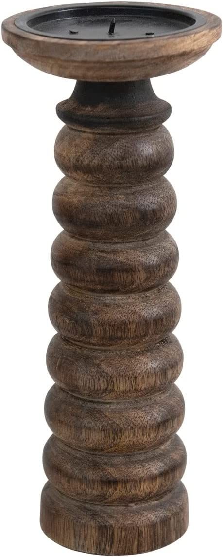 Bloomingville Hand-Carved Mango Wood Candle Holder, 3" L x 3" W x 10" H, Brown | Amazon (US)