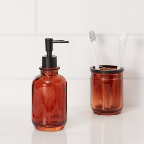 Apothecary Glass Soap/Lotion Dispenser Amber - Threshold™ | Target