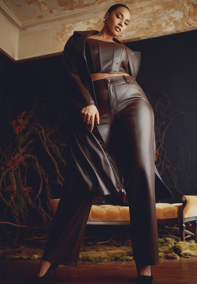 Slit Hem Faux Leather Pant | Eloquii