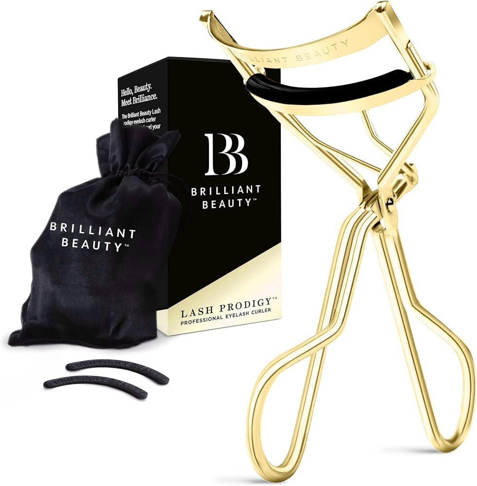 Brilliant Beauty Eyelash Curler - Stainless Steel, Satin Bag, 2 Refill Pads | Amazon (US)