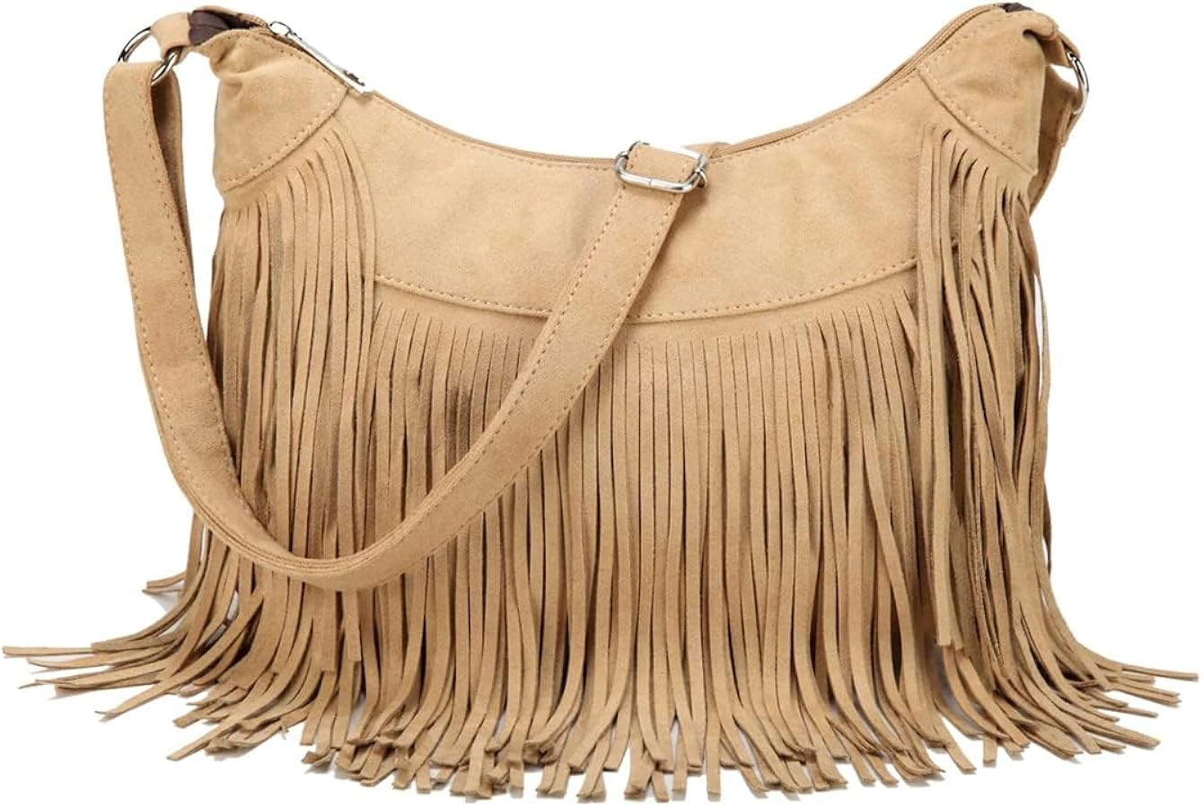 Sunwel Fashion Women Fringe Hobo Bag Western Purse Shoulder Bag Vegan Suede Tassel Hippie Crossbo... | Amazon (US)