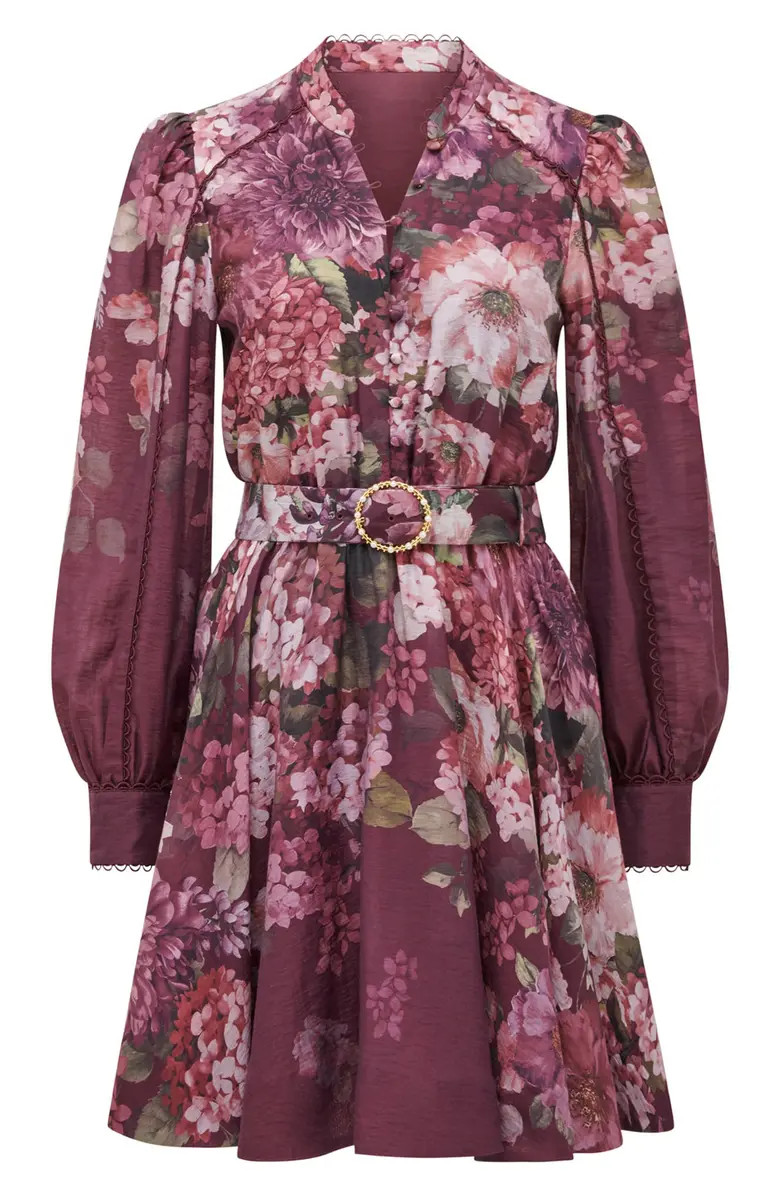 Vienna Lace Trim Belted Long Sleeve Shirtdress | Nordstrom