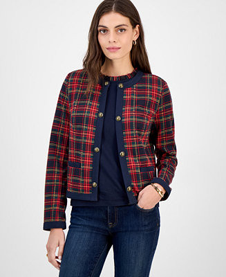 Women's Plaid Open-Front Jacket | Macy's