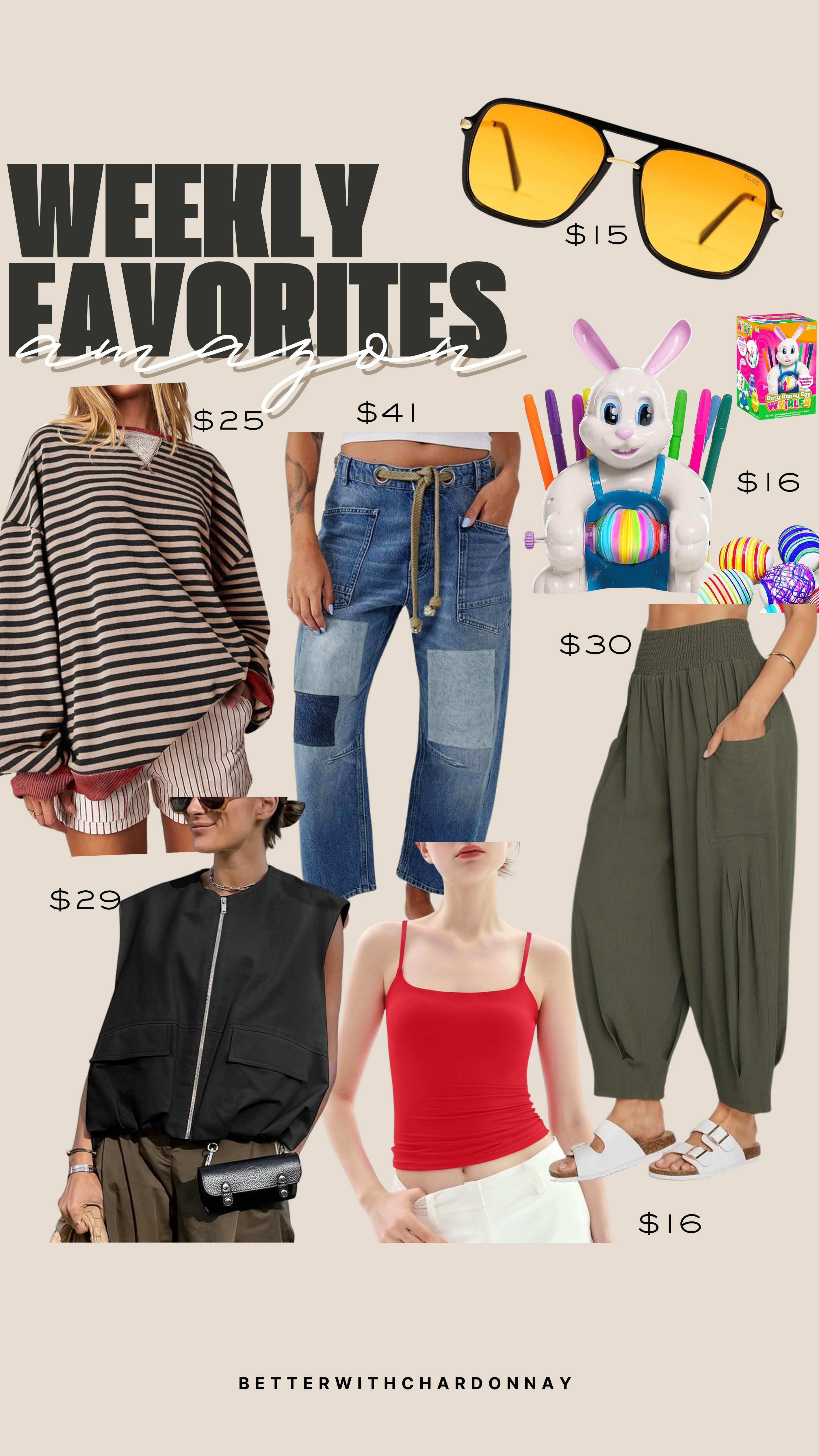 Our amazon weekly favs!! This easter egg activity just restocked! Grab it before it’s gone!

amazon finds, amazon on sale, amazon barrel jeans, amazon stripes top, amazon vest 

#LTKSeasonal #LTKFindsUnder50 #LTKFindsUnder100