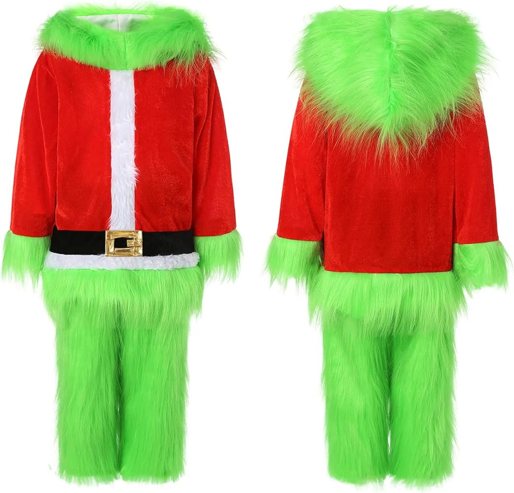 Green Christmas Clothes for Kids Boys Monster Furry Suit Santa Outfits Christmas Sets Party 2Pcs ... | Amazon (US)