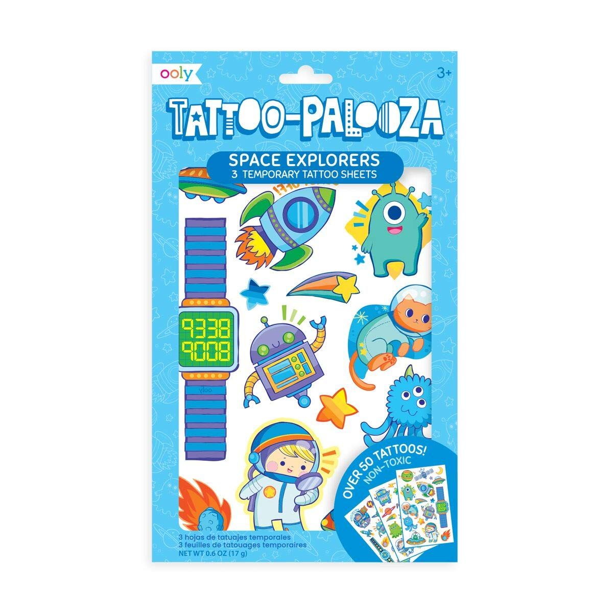 OOLY, Tattoo Palooza Skin-Friendly and Non-Toxic Temporary Tattoo for Kids - Space Explorer, 3 Sh... | Amazon (US)