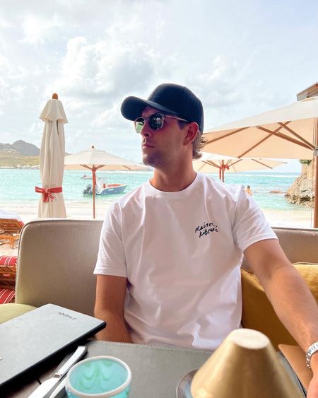 Kat Jamieson shares her husband’s white shirt by Maison Kitsune and sunglasses by Warby Parker for men. Classic style, mens fashion, mens style, neutral style, mens sunglasses, white shirt. 

#LTKmens #LTKstyletip #LTKtravel