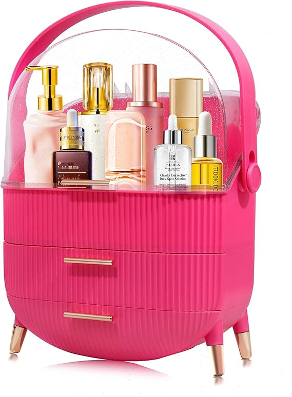 MASSY Egg Shape(Oval) Makeup Storage Box, Countertop Portable Vanity Cosmetics Organizer Preppy | Amazon (US)