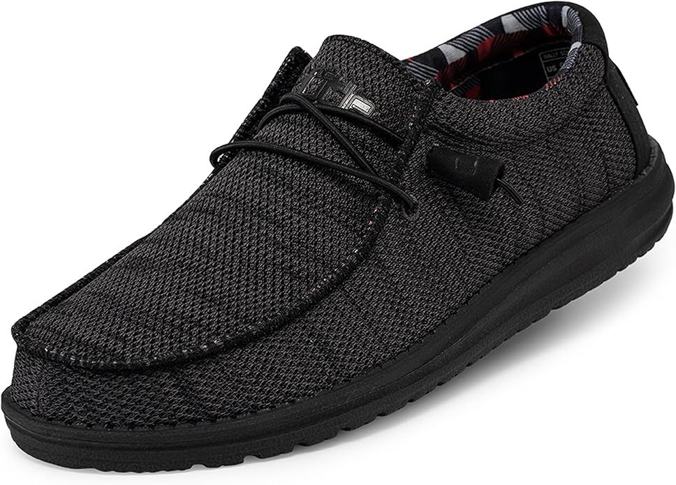 Hey Dude Men's Wally Sox Jet Black Size 10 | Men’s Shoes | Men's Lace Up Loafers | Comfortable ... | Amazon (US)