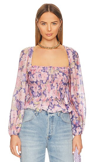 Nicollete Top in Purple & Pink Floral | Revolve Clothing (Global)