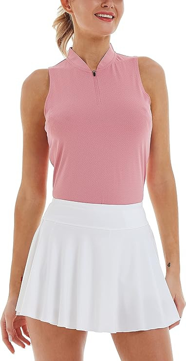 LastFor1 Women's Golf Polo Sleeveless Shirt Zip-Up UPF 50+ UV Protection Athletic Tops Slim Fit Q... | Amazon (US)