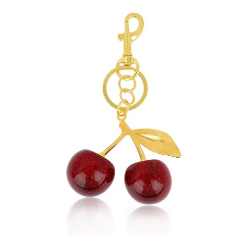 GAFATORY Cherry Keychain Kawaii Gold Plated Charm Cute Purse Key Chain Bag Charm Glitter Metal Cherry Accessories for Car Keys Bags Wallets | Amazon (US)