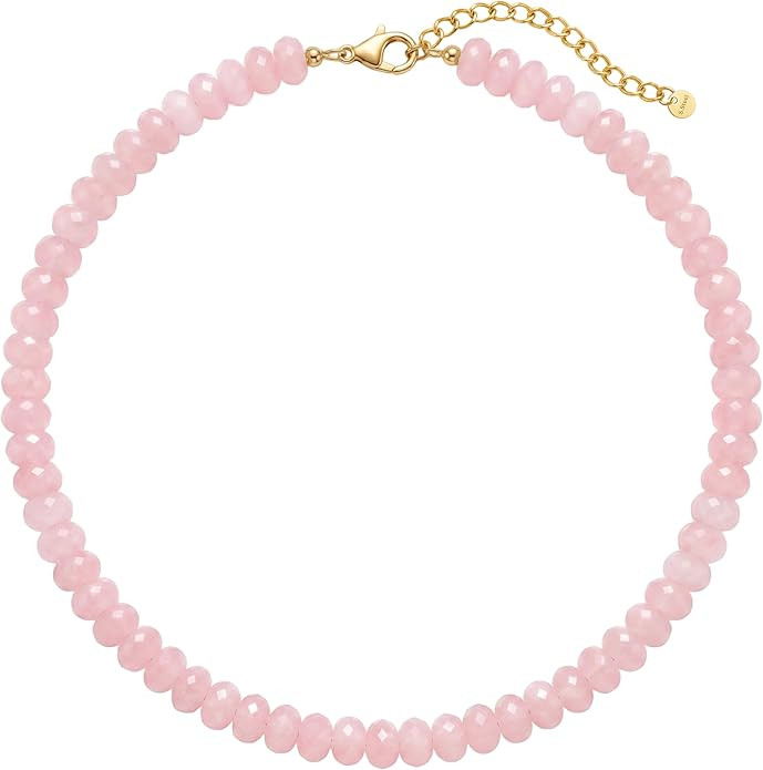 Gemstone Beaded Necklace for Women Colorful Natural Stone Freshwater Pearl Surfer Beach Rainbow N... | Amazon (US)