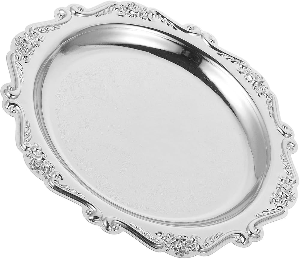 NUOBESTY Vintage Silver Iron Snack Serving Tray Small Dessert & Jewelry Display Plate for Party a... | Amazon (CA)