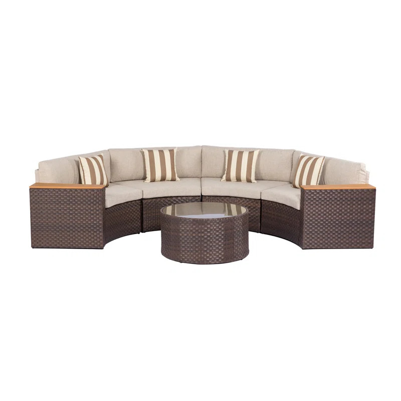 Longshore Tides Damien 5 Piece Rattan Sectional Seating Group with Cushions & Reviews | Wayfair | Wayfair North America