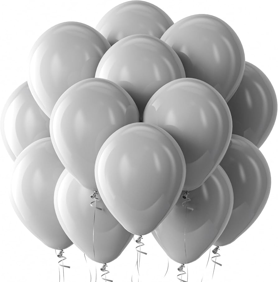 Bezente Gray Balloons Latex Party Balloons - 100 Pack 12 inch Round Helium Pastel Grey Balloons f... | Amazon (US)