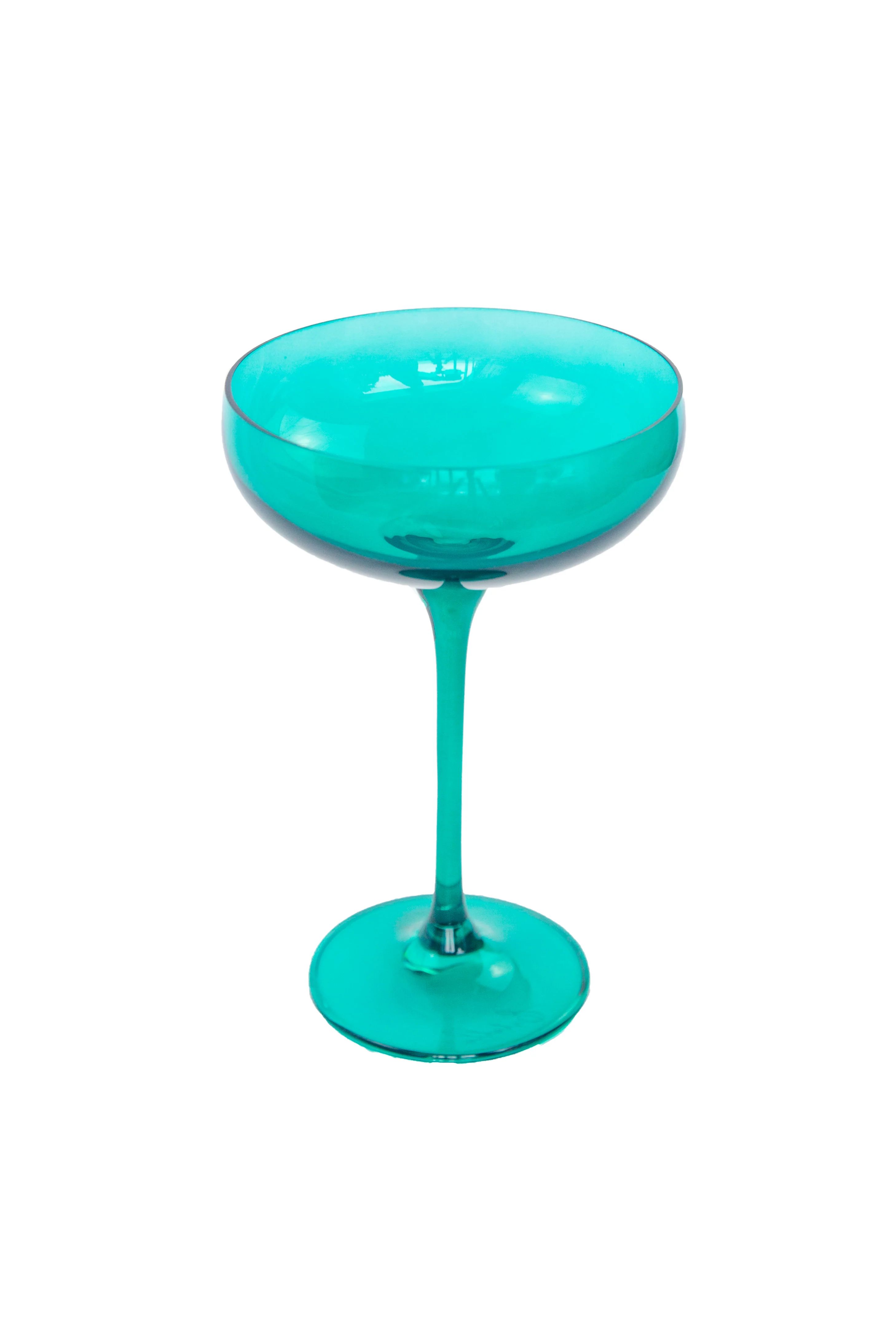 Estelle Colored Champagne Coupe Stemware - Set of 2 {Emerald Green} | Estelle Colored Glass
