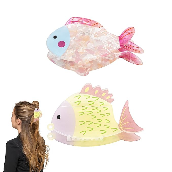2 PCS Fish Hair Clip, Cute Hair Claw Clips, Non Slip Acrylic Claw Barrettes For Women Girls, Uniq... | Amazon (US)
