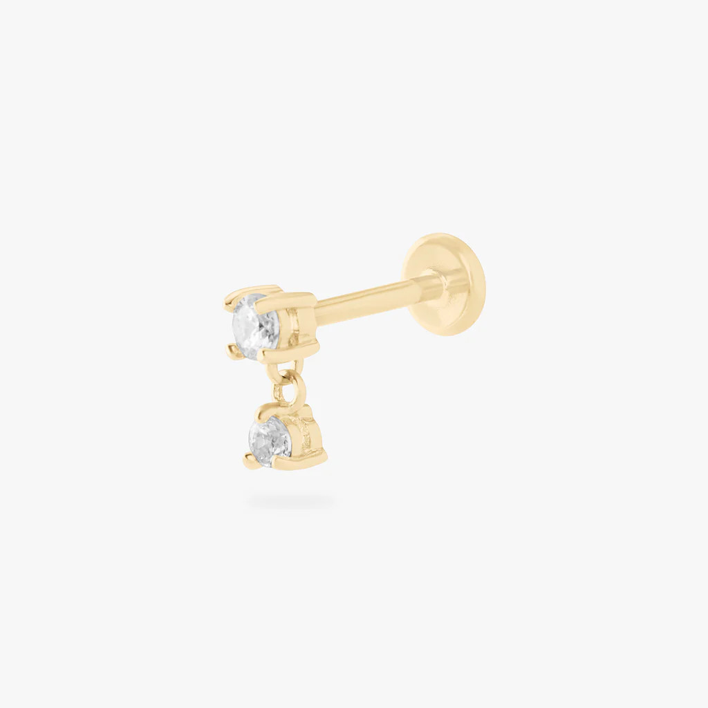 14K CZ Dangle Flatback Stud | Studs