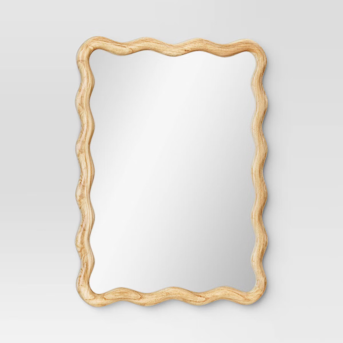 24"x 30" Scalloped Wall Mirror Natural Wood - Threshold™: Modern Style, Rectangle Shape, Wood F... | Target