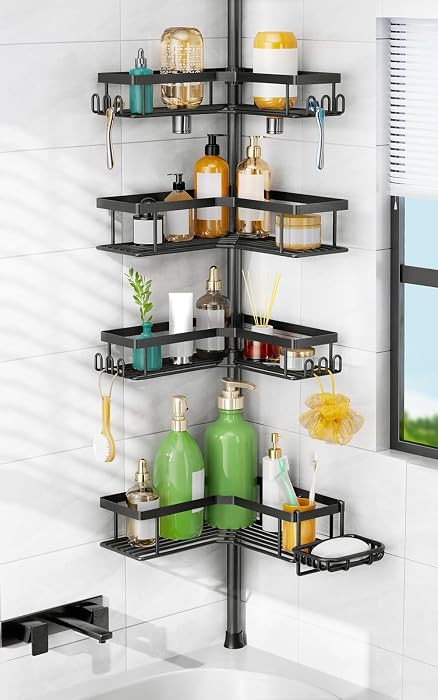 HAMITOR Corner Shower Caddy Tension Pole: 4-Tier Adjustable Organizer | Amazon (CA)