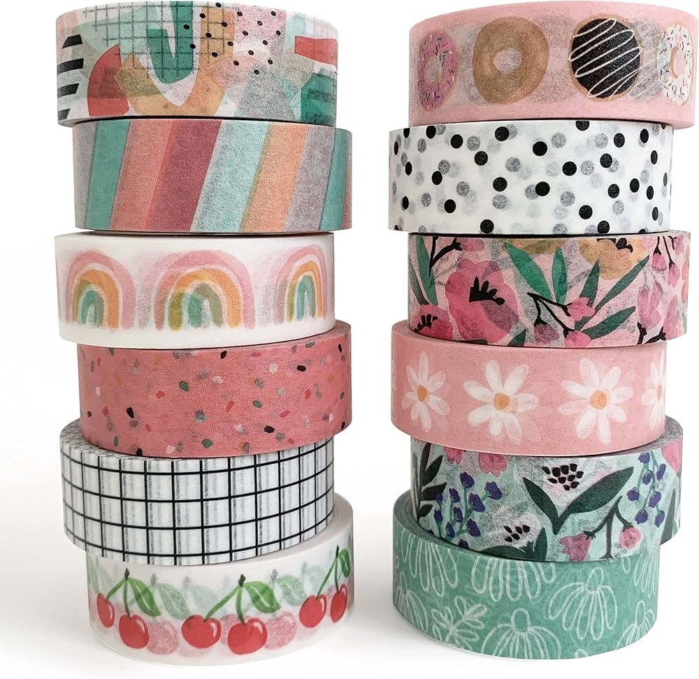 ZYNSHE Washi Tape Set of 12 Rolls of 15 mm Wide Washy Tape Cute Decorative Tape for Journaling, S... | Amazon (US)