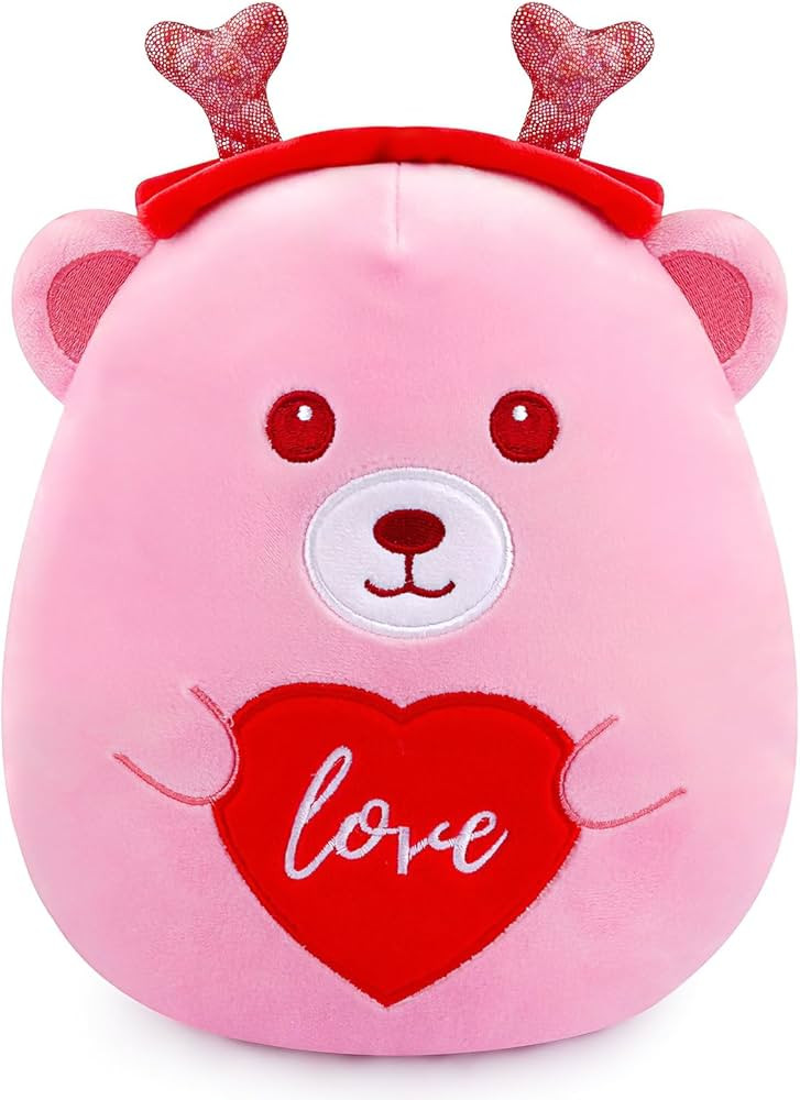 Valentines Day Plush - Teddy Bear Stuffed Animal,Cute Love Bear Plush Toy with Heart-Shaped Hairb... | Amazon (US)