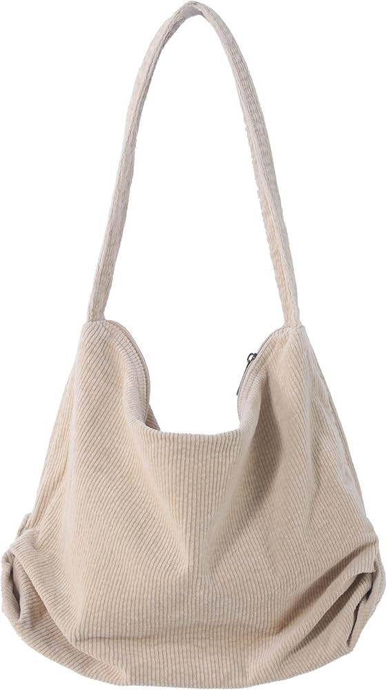 ALUWU Corduroy Tote Bag for Women Girl Canvas Shoulder Handbags Cute Large Purse | Amazon (US)
