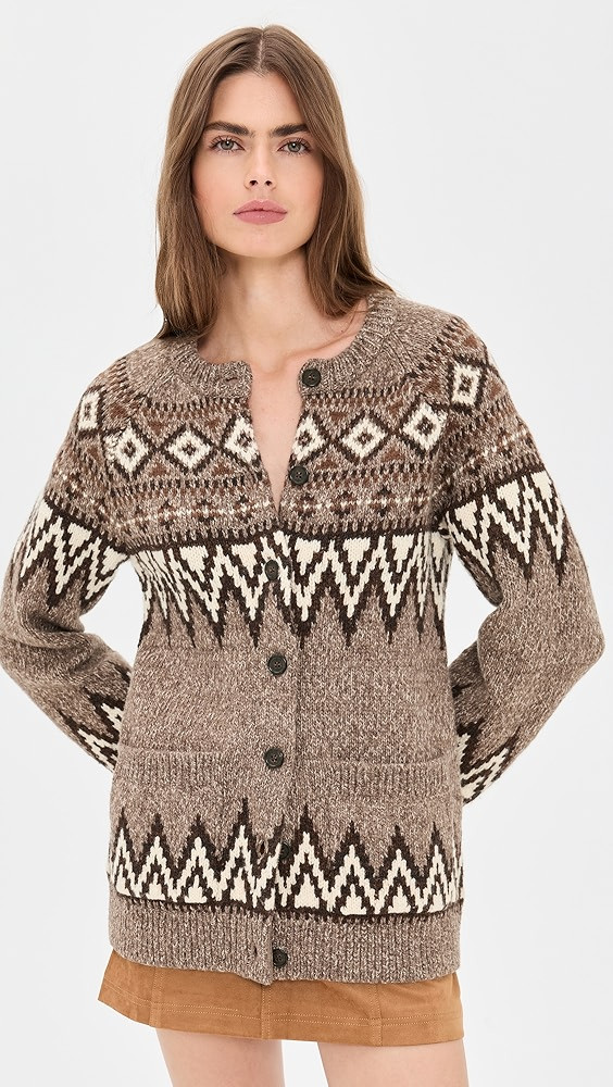 Wool Blend Long Sleeve Crew Neck Cardigan | Shopbop